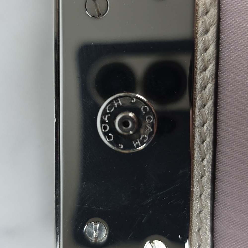 COACH KRISTIN METALLIC CHAMPAGNE SILVER LEATHER FLAP CROSSBODY SMALL BAG PURSE - Picture 11 of 13
